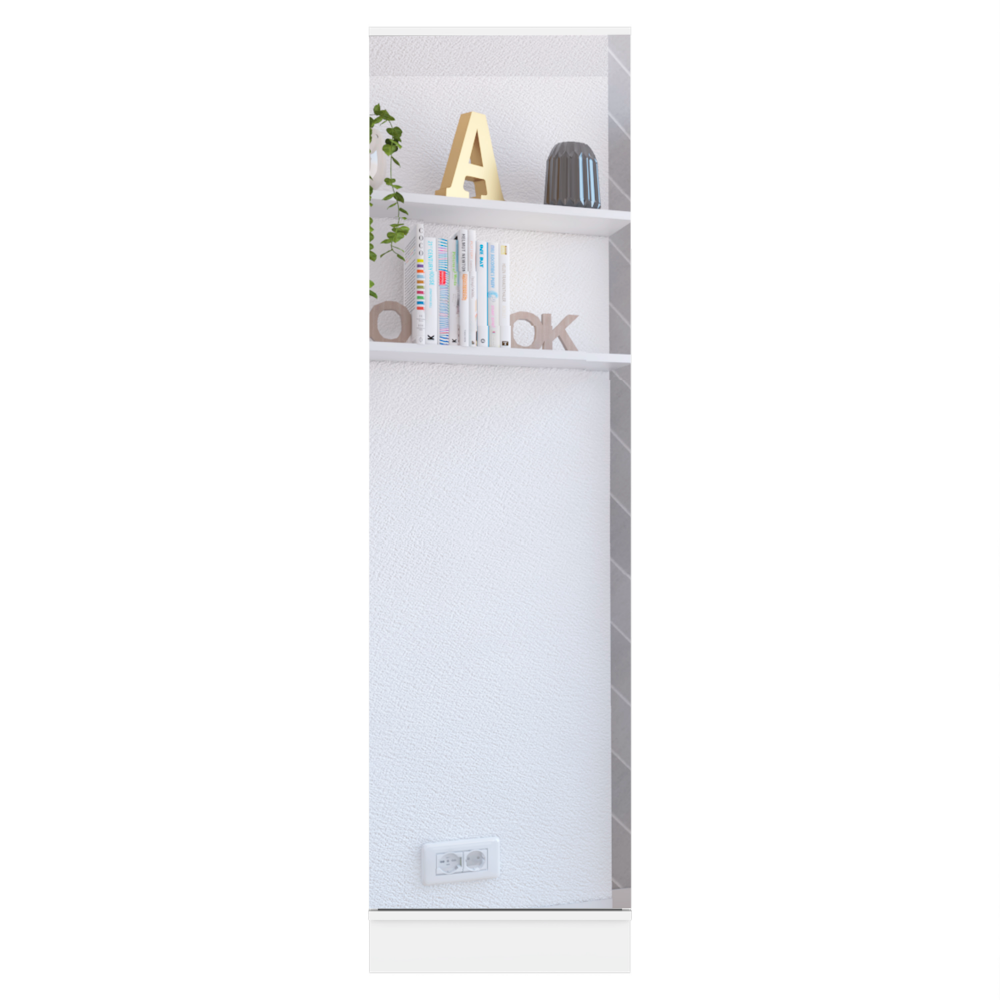 Shoe Rack Chimg, Mirror, Five Interior Shelves, Single Door Cabinet, White Finish