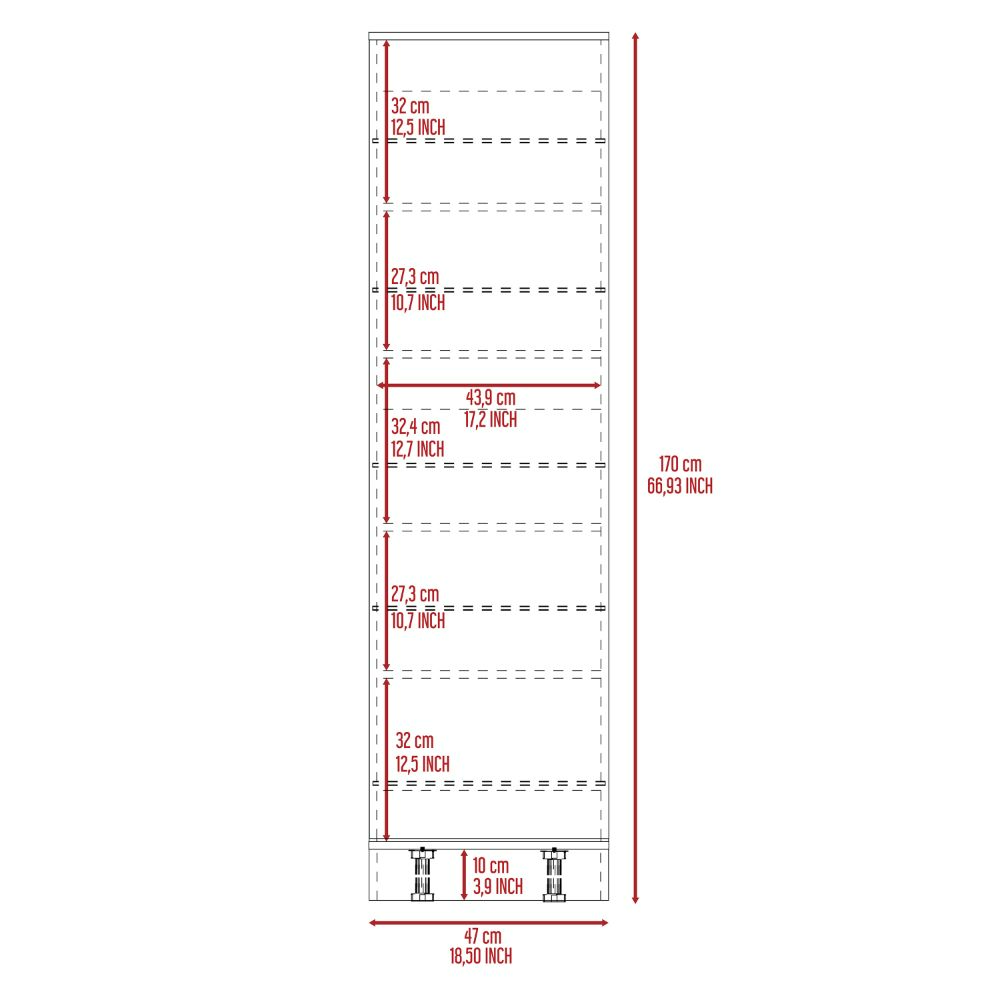 Shoe Rack Chimg, Mirror, Five Interior Shelves, Single Door Cabinet, White Finish