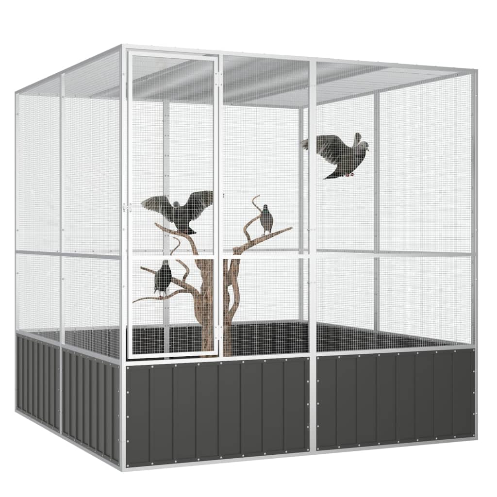 vidaXL Bird Cage Anthracite 84.1"x85.6"x83.3" Galvanized Steel