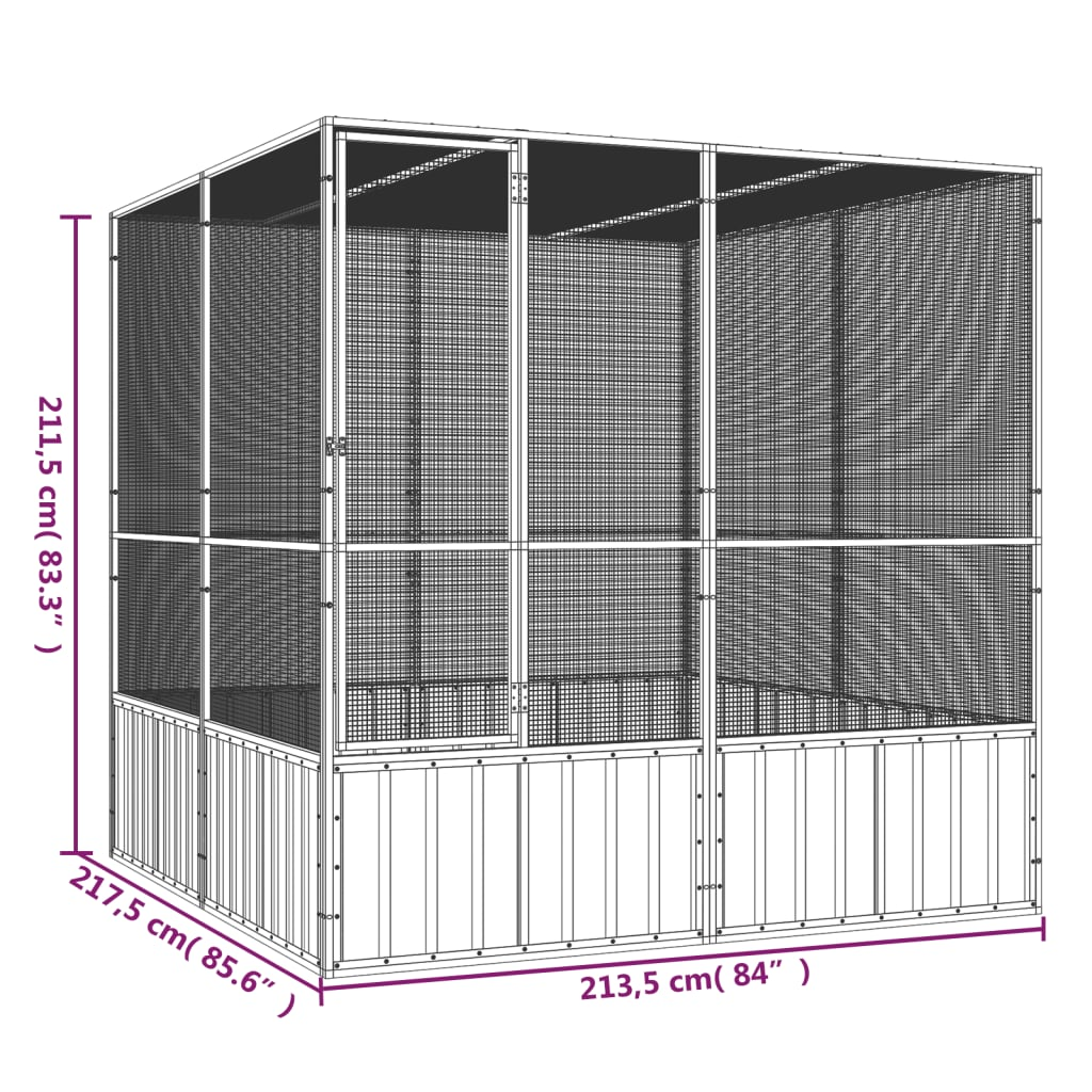 vidaXL Bird Cage Anthracite 84.1"x85.6"x83.3" Galvanized Steel