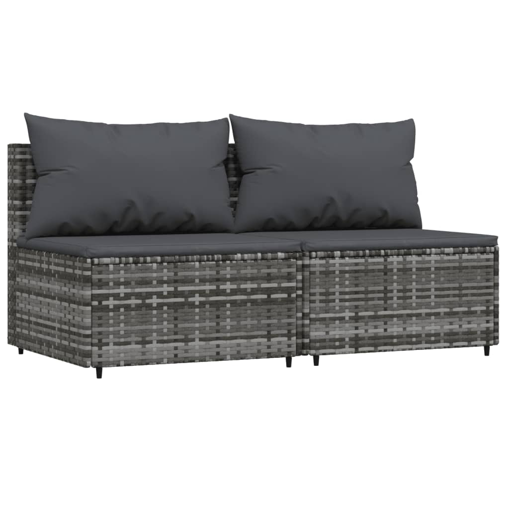 vidaXL 3 Piece Patio Lounge Set with Cushions Gray Poly Rattan