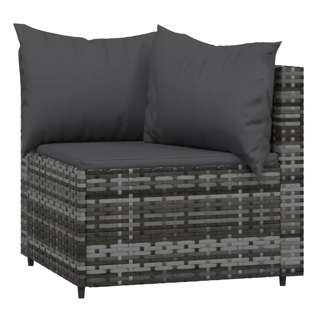 vidaXL 3 Piece Patio Lounge Set with Cushions Gray Poly Rattan