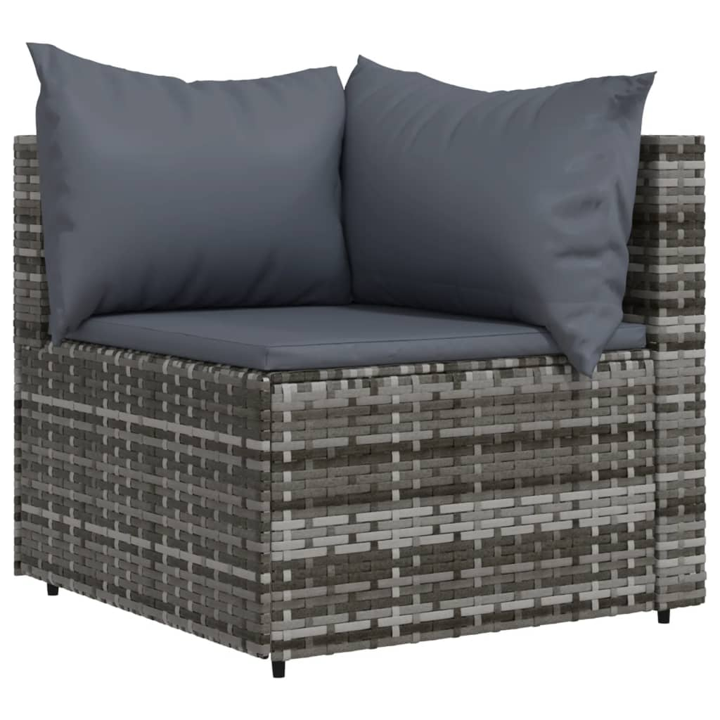 vidaXL 3 Piece Patio Lounge Set with Cushions Gray Poly Rattan