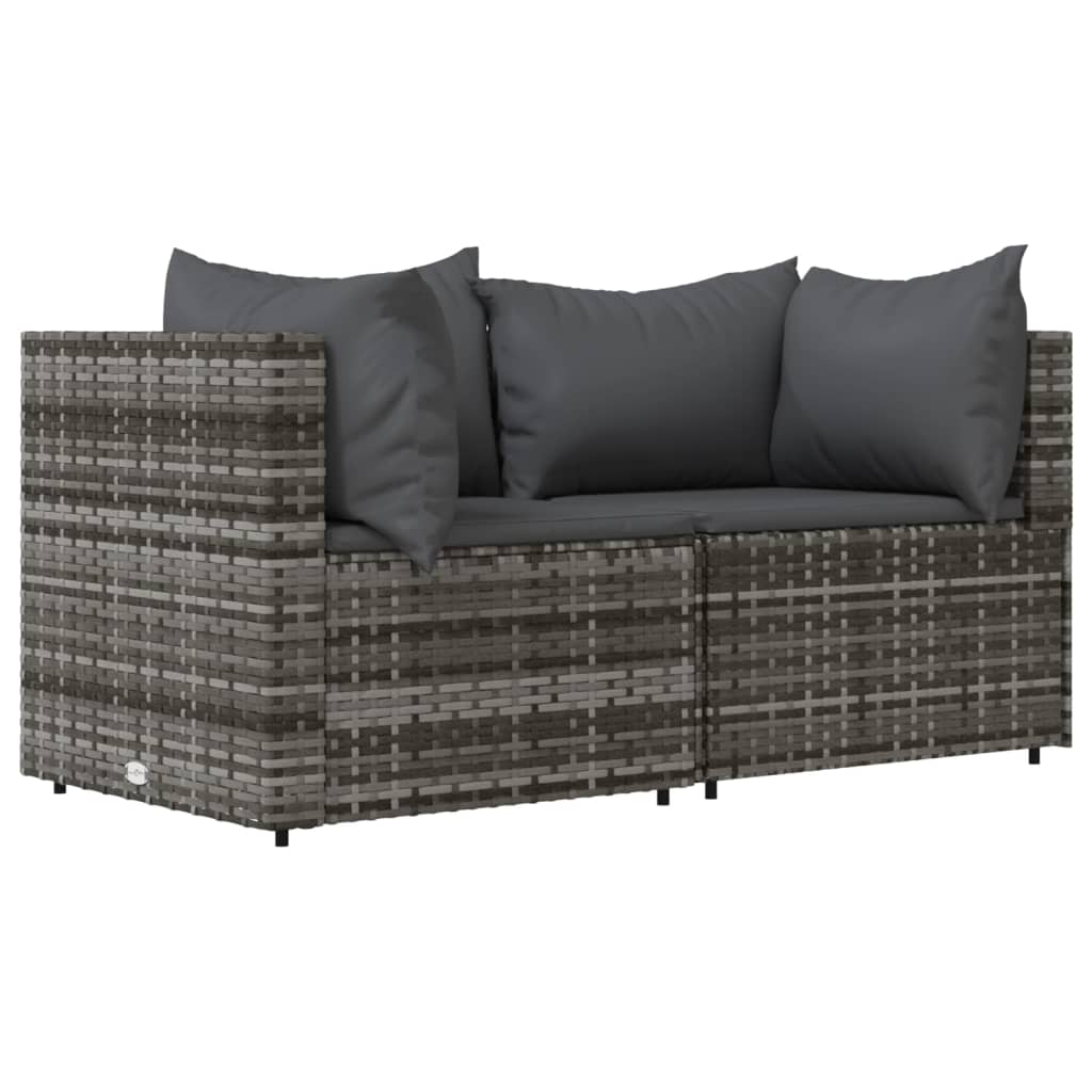 vidaXL 3 Piece Patio Lounge Set with Cushions Gray Poly Rattan