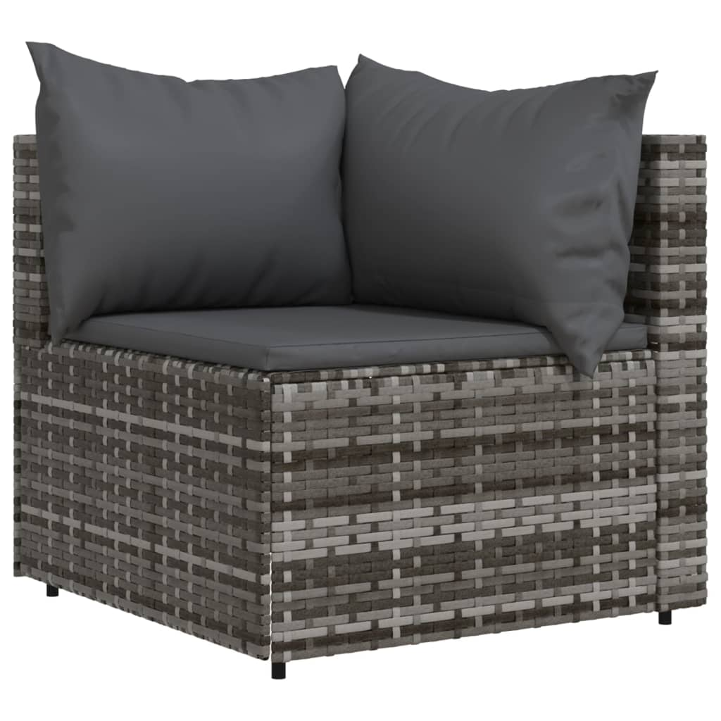 vidaXL 3 Piece Patio Lounge Set with Cushions Gray Poly Rattan