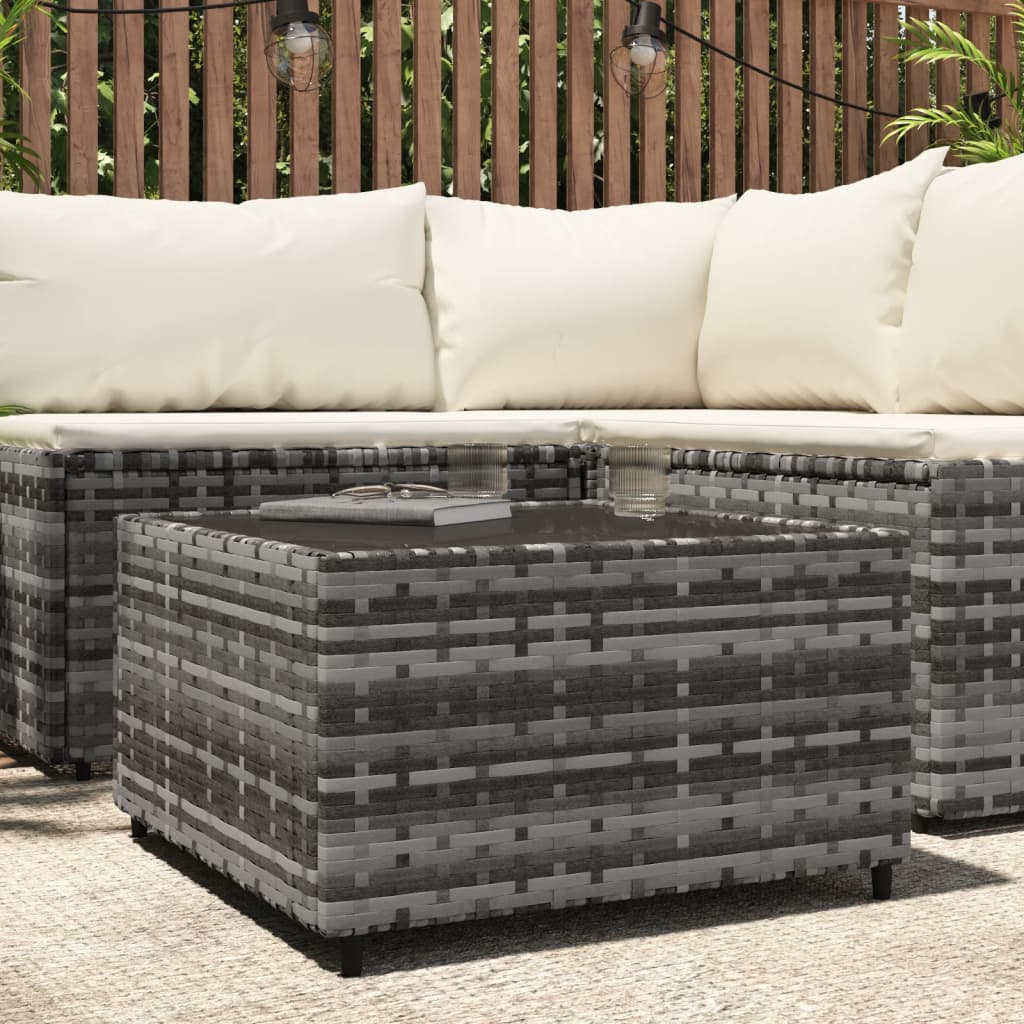 vidaXL Square Patio Coffee Table Gray 19.7"x19.7"x11.8" Poly Rattan