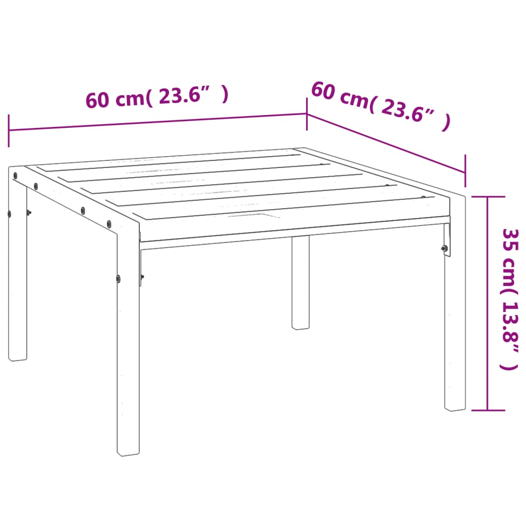 vidaXL Patio Coffee Table Black 23.6"x23.6"x13.8" Steel