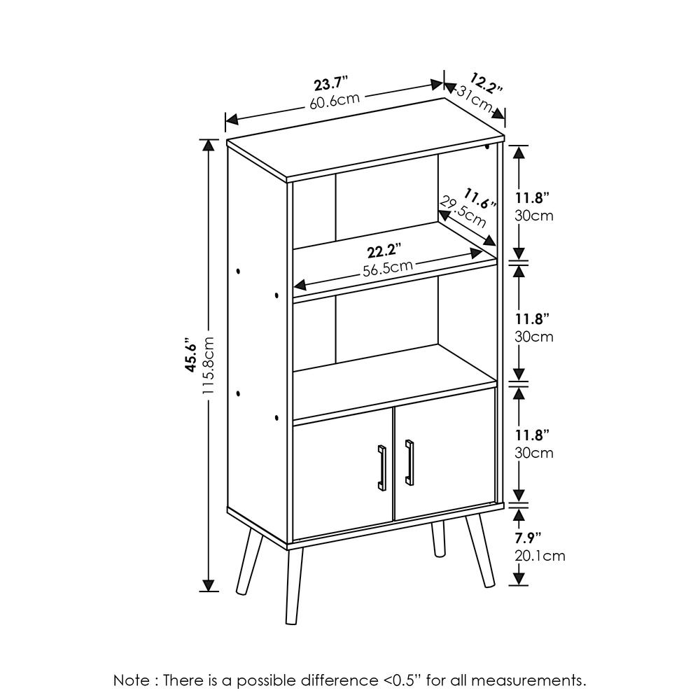 Furinno Claude Mid Century Style Accent Cabinet with Wood Legs, French Oak Grey