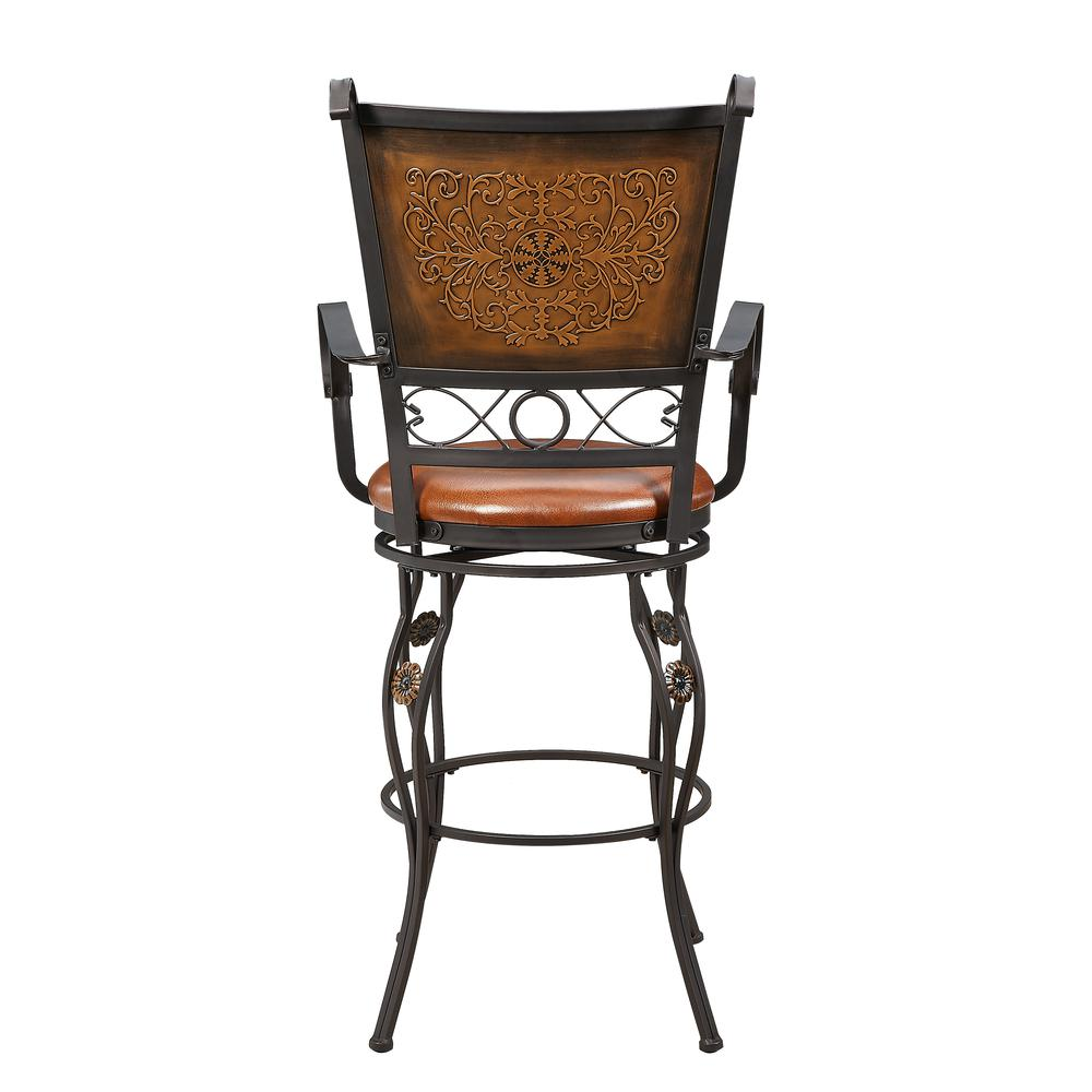 Big & Tall Copper Stamped Back Barstool with Arms