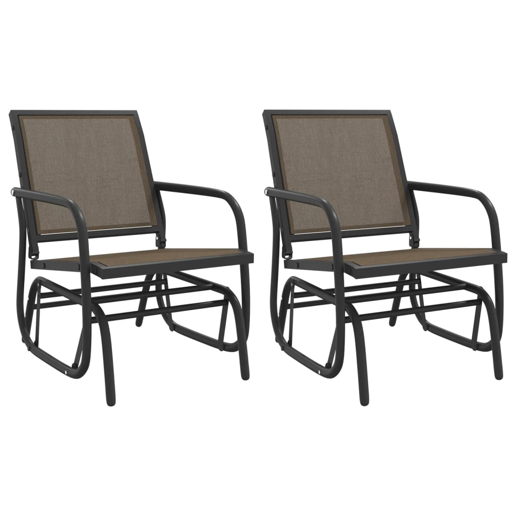 vidaXL Garden Glider Chairs 2 pcs Brown 24"x29.9"x34.3" Textilene&Steel