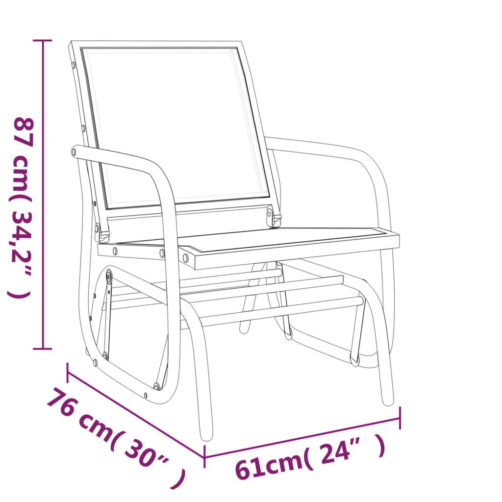 vidaXL Garden Glider Chairs 2 pcs Brown 24"x29.9"x34.3" Textilene&Steel