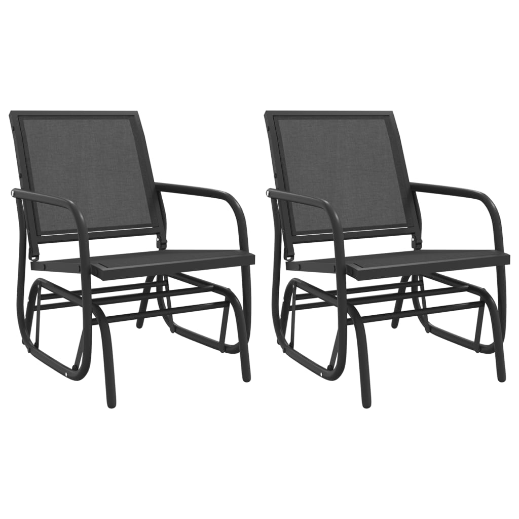 vidaXL Garden Glider Chairs 2 pcs Black 24"x29.9"x34.3" Textilene&Steel