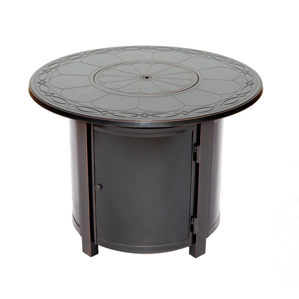 Hartwick 34" Round Gas Fire Pit Chat Table with Clear Glass Fire Beads