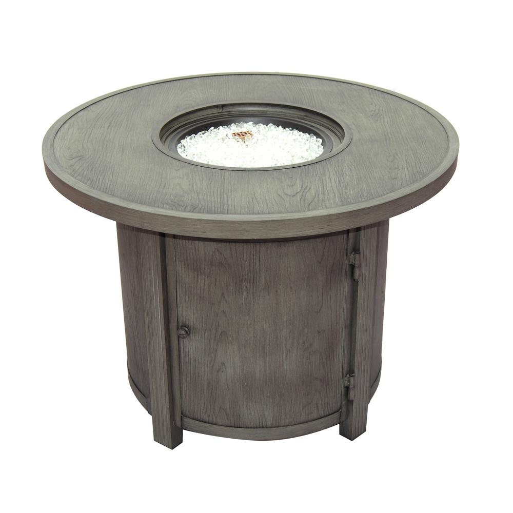 Spirit 36" Round Gas Fire Pit Chat Table with Clear Glass Fire Beads