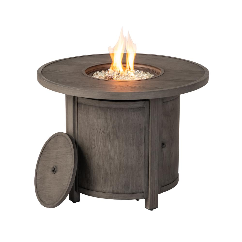 Spirit 36" Round Gas Fire Pit Chat Table with Clear Glass Fire Beads