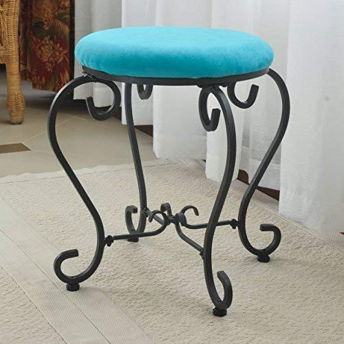 Round Iron Vanity Stool with Cushion