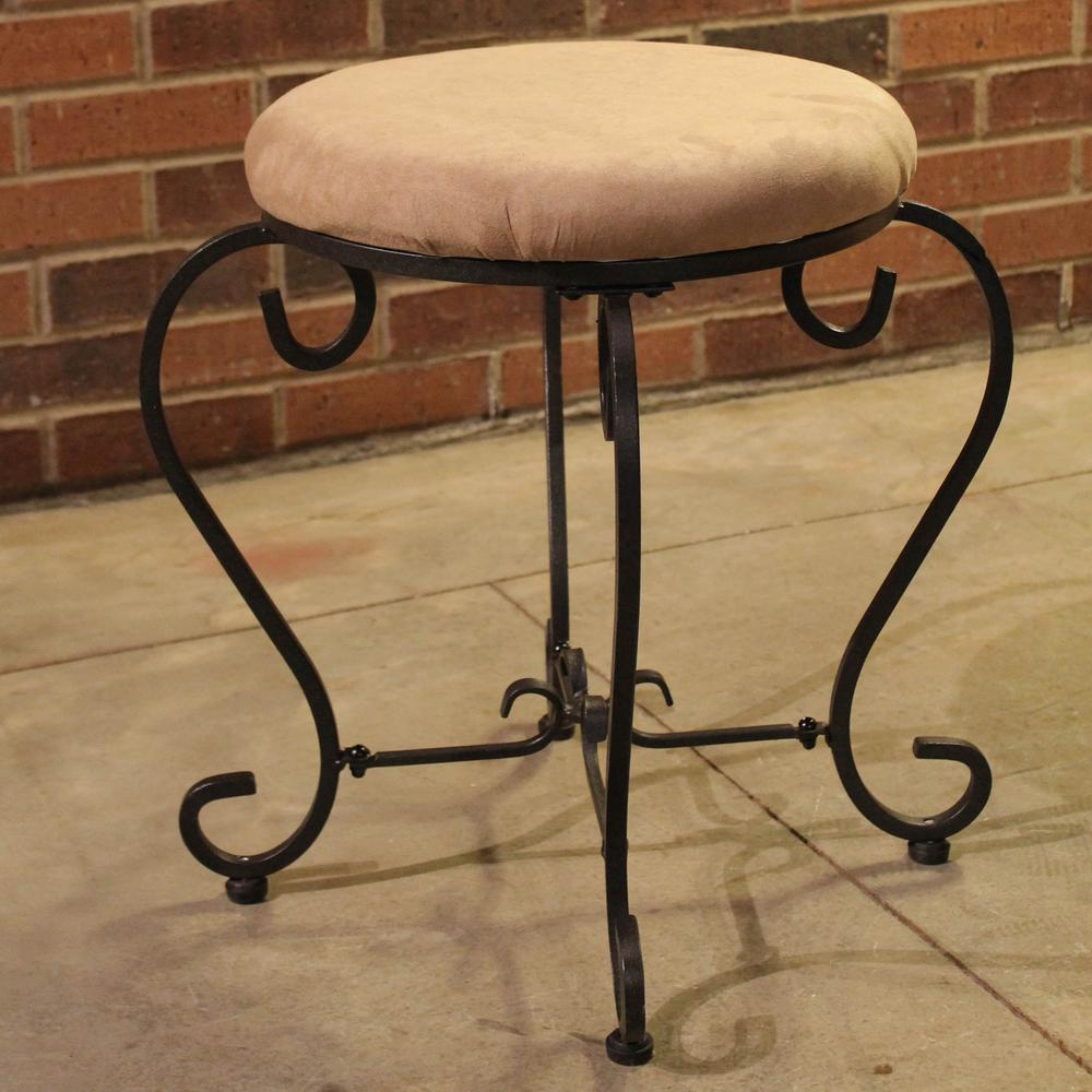 Round Iron Vanity Stool with Cushion