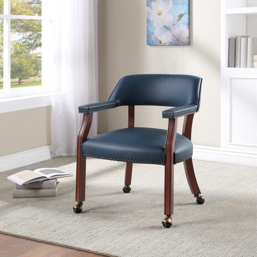 Cavett Navy Blue Caster Game Chair