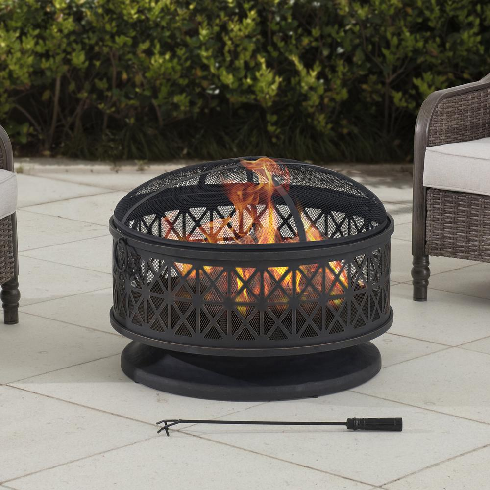 Outdoor Fire Pit, Patio Wood-Burning Steel Firepit Large Fire Pits for Outside