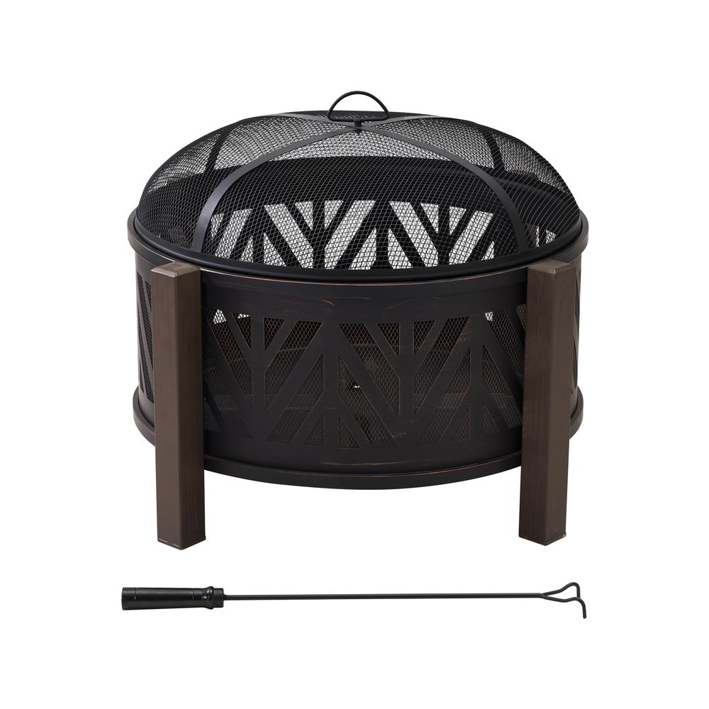 Fire Pit for Outside, Outdoor Steel Wood Burning Fire Pits with Screen