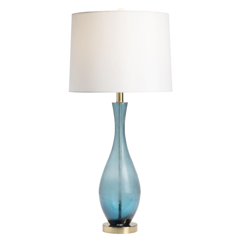 Crestview Collection Glendale 31 Inch Bue Glass Lamp with Bronze Metal Base