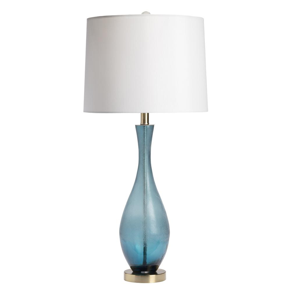 Crestview Collection Glendale 31 Inch Bue Glass Lamp with Bronze Metal Base