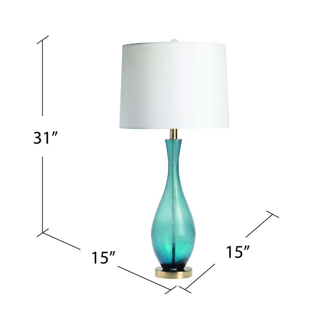 Crestview Collection Glendale 31 Inch Bue Glass Lamp with Bronze Metal Base