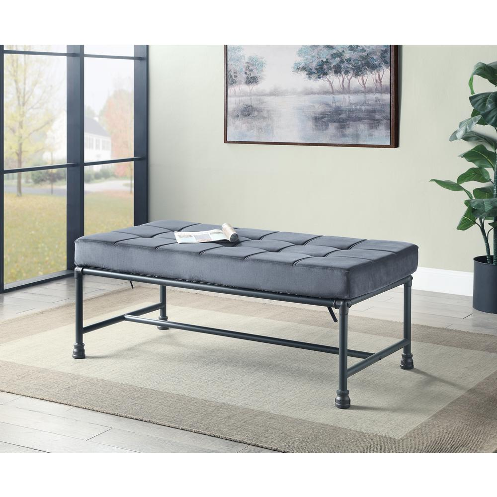 ACME Brantley Bench, Gray Velvet & Sandy Gray Finish