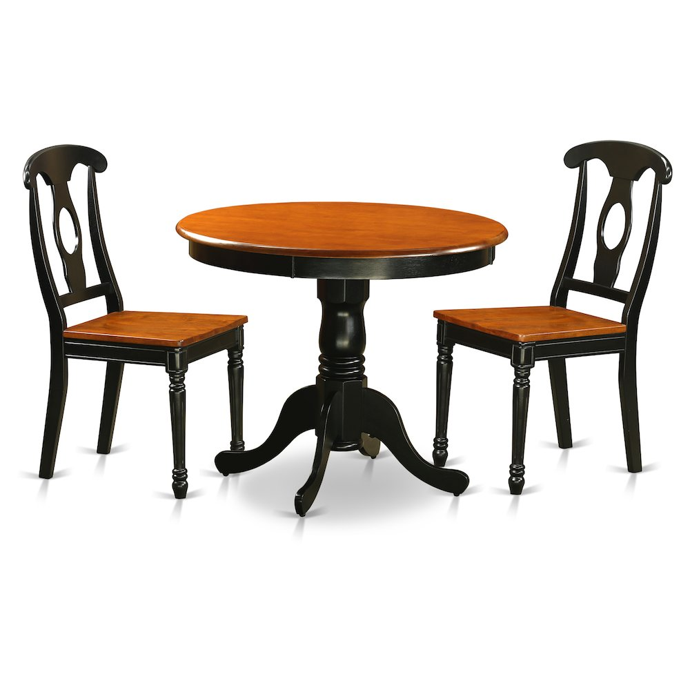 Black  3  Pc  Dining  room  setwith  2  Wood  Chairs