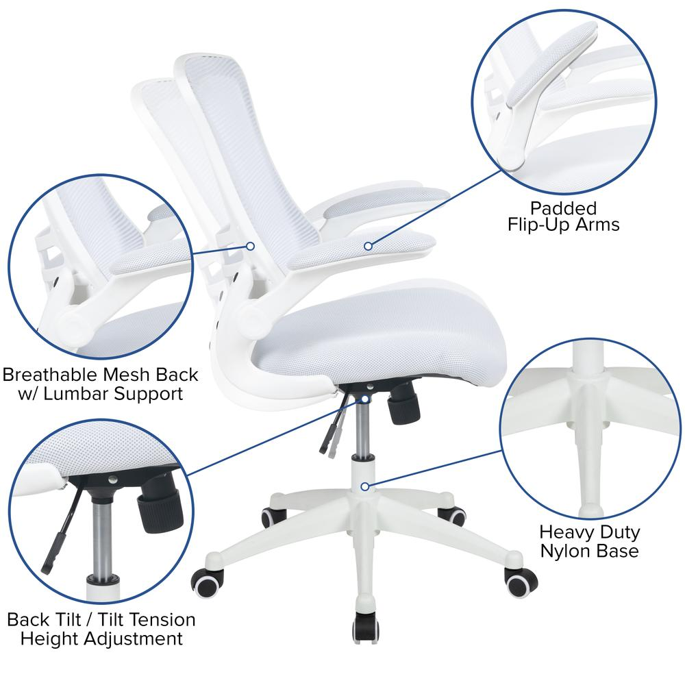 Mid-Back White Mesh Swivel Ergonomic Task Office Chair