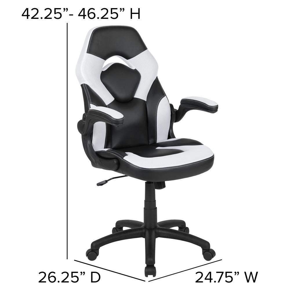 X10 Gaming Chair Racing Office Computer Swivel Chair, White/Black LeatherSoft