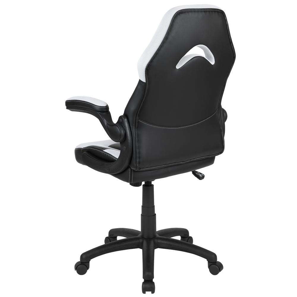 X10 Gaming Chair Racing Office Computer Swivel Chair, White/Black LeatherSoft