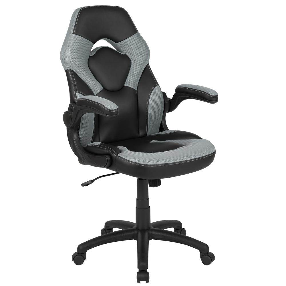 X10 Gaming Chair Racing Office Computer Swivel Chair, Gray/Black LeatherSoft