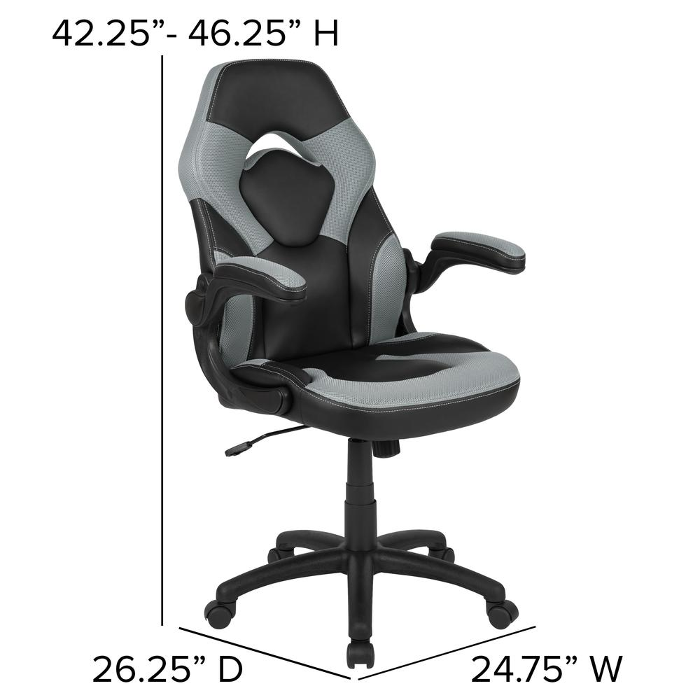 X10 Gaming Chair Racing Office Computer Swivel Chair, Gray/Black LeatherSoft