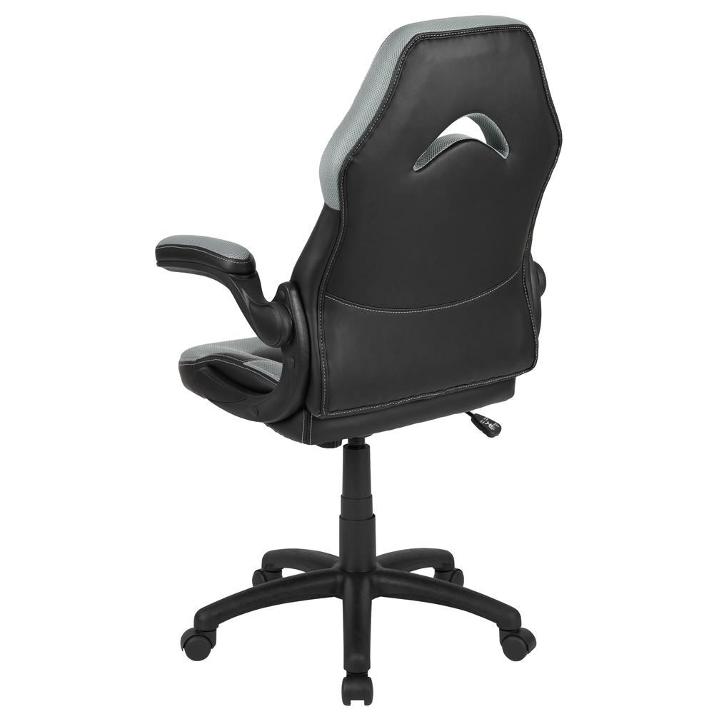 X10 Gaming Chair Racing Office Computer Swivel Chair, Gray/Black LeatherSoft