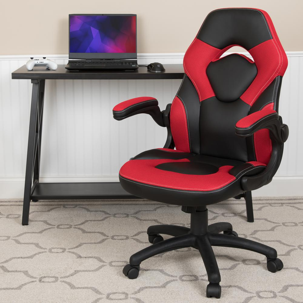 X10 Gaming Chair Racing Office Computer Swivel Chair, Red/Black LeatherSoft