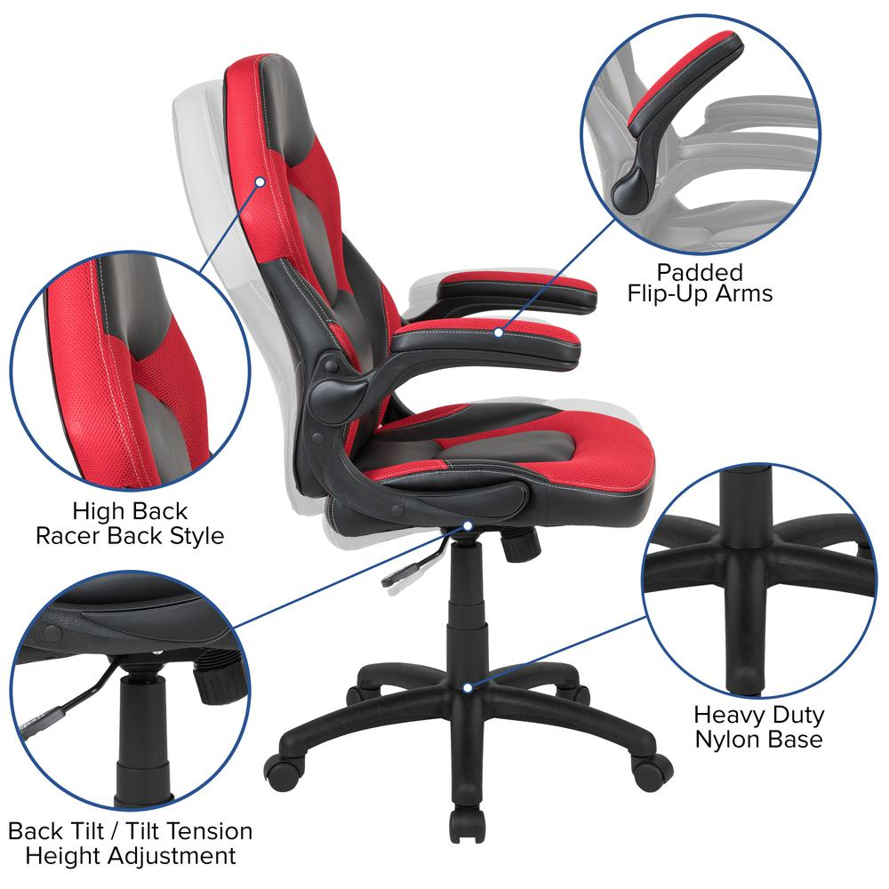 X10 Gaming Chair Racing Office Computer Swivel Chair, Red/Black LeatherSoft