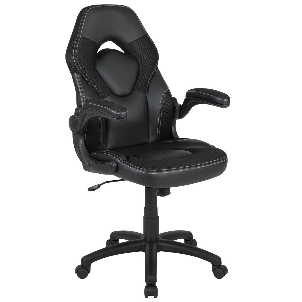 X10 Gaming Chair Racing Office Computer Swivel Chair, Black LeatherSoft