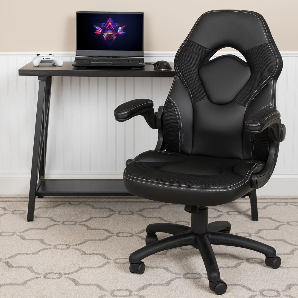 X10 Gaming Chair Racing Office Computer Swivel Chair, Black LeatherSoft