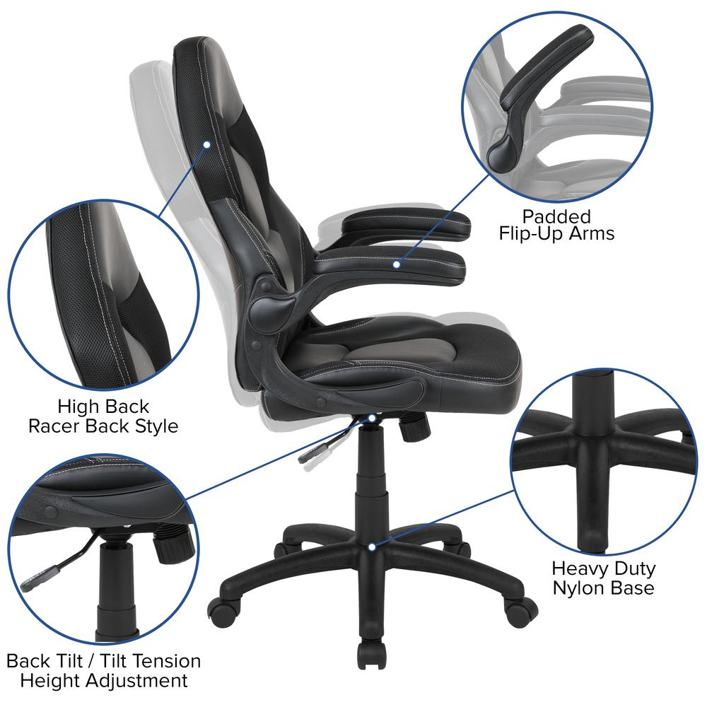 X10 Gaming Chair Racing Office Computer Swivel Chair, Black LeatherSoft