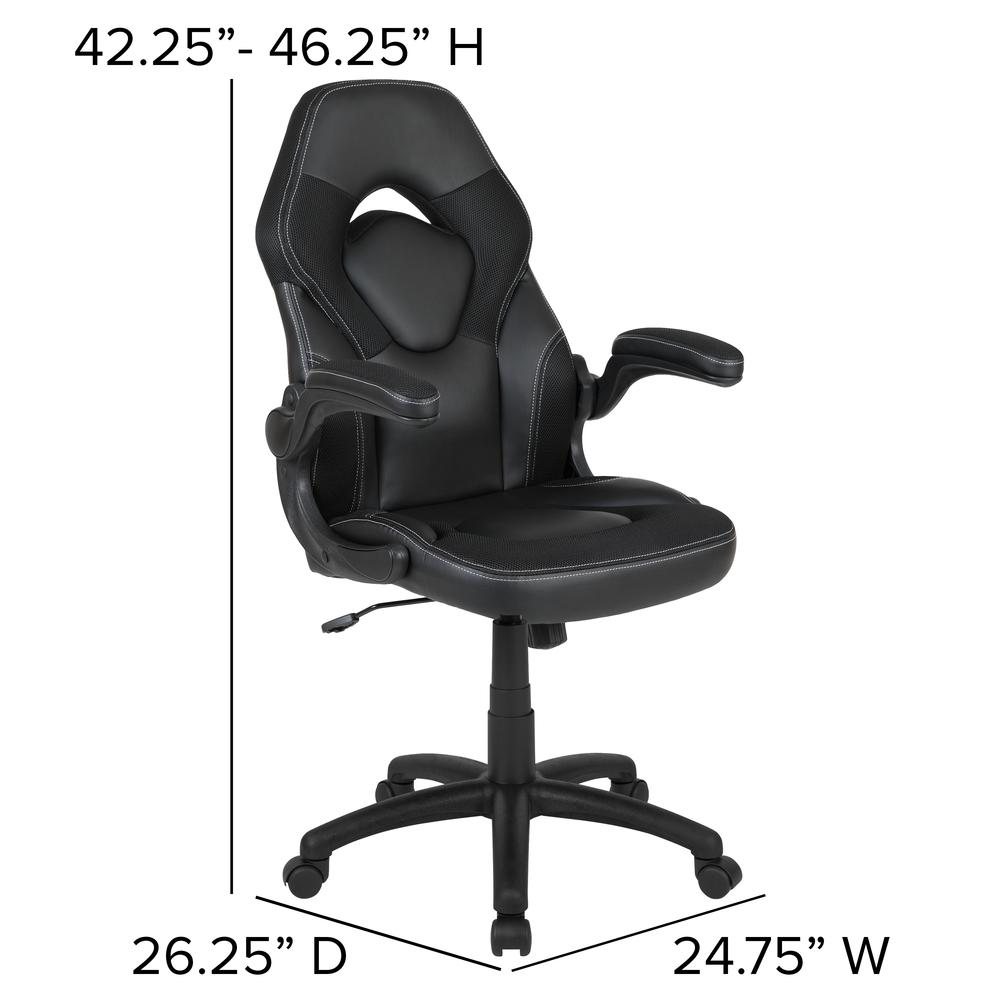 X10 Gaming Chair Racing Office Computer Swivel Chair, Black LeatherSoft