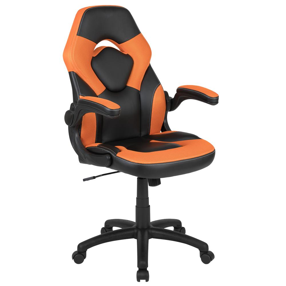 X10 Gaming Chair Racing Office Computer Swivel Chair, Orange/Black LeatherSoft