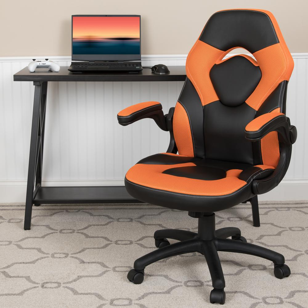 X10 Gaming Chair Racing Office Computer Swivel Chair, Orange/Black LeatherSoft