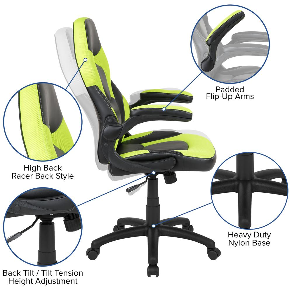 X10 Gaming Chair Racing Office Computer Swivel Chair, Neon Green/Black