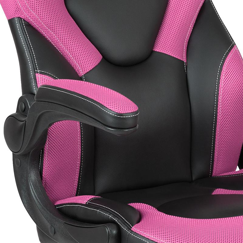 X10 Gaming Chair Racing Office Computer Swivel Chair, Pink/Black LeatherSoft