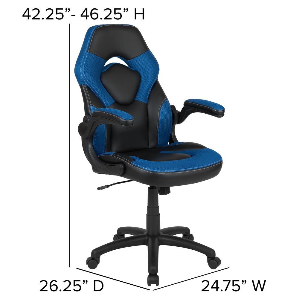 X10 Gaming Chair Racing Office Computer Swivel Chair, Blue/Black LeatherSoft