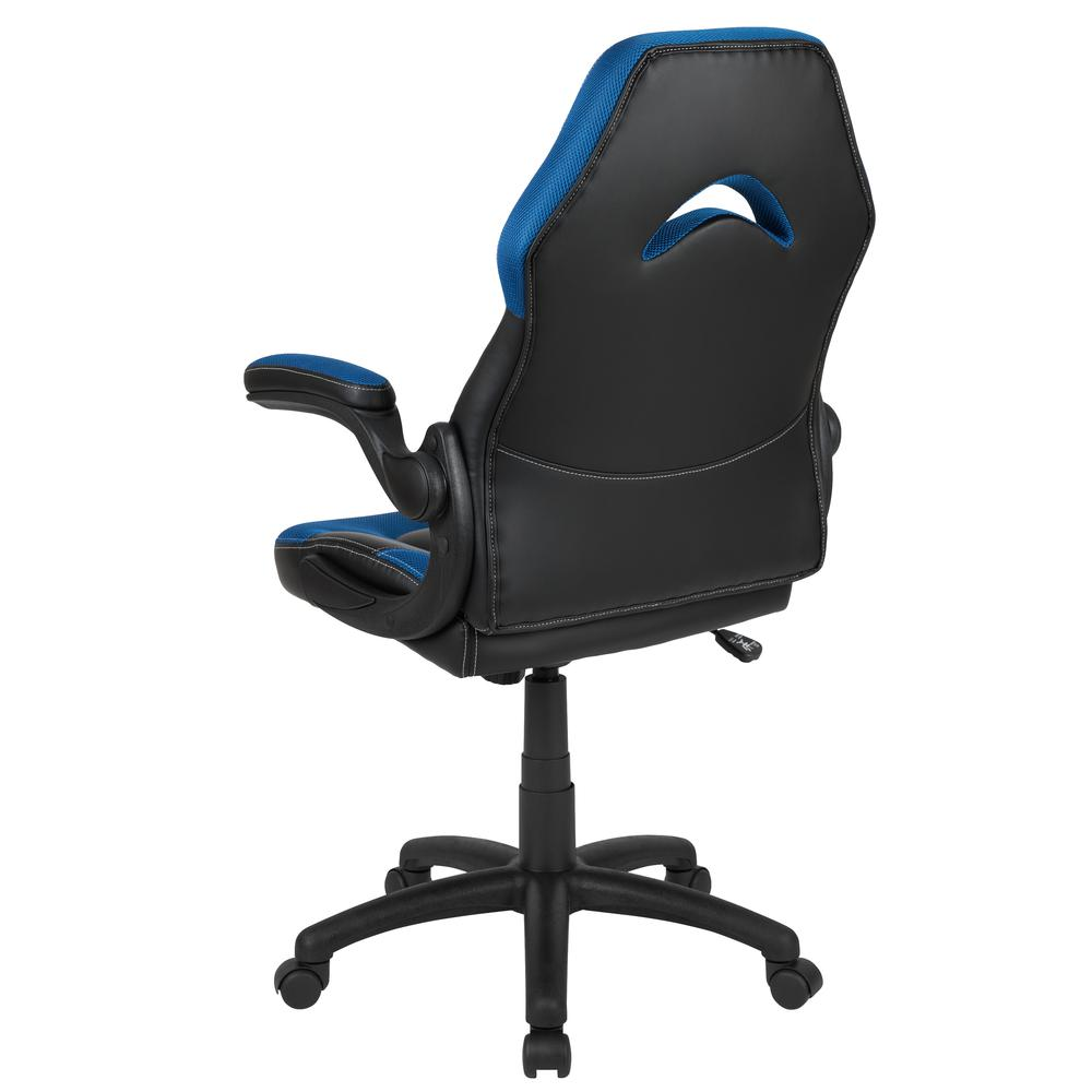 X10 Gaming Chair Racing Office Computer Swivel Chair, Blue/Black LeatherSoft