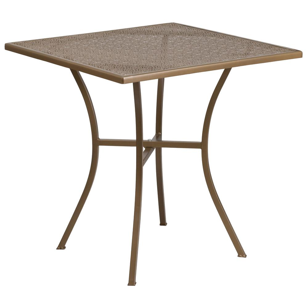 Commercial Grade 28" Square Gold Indoor-Outdoor Steel Patio Table