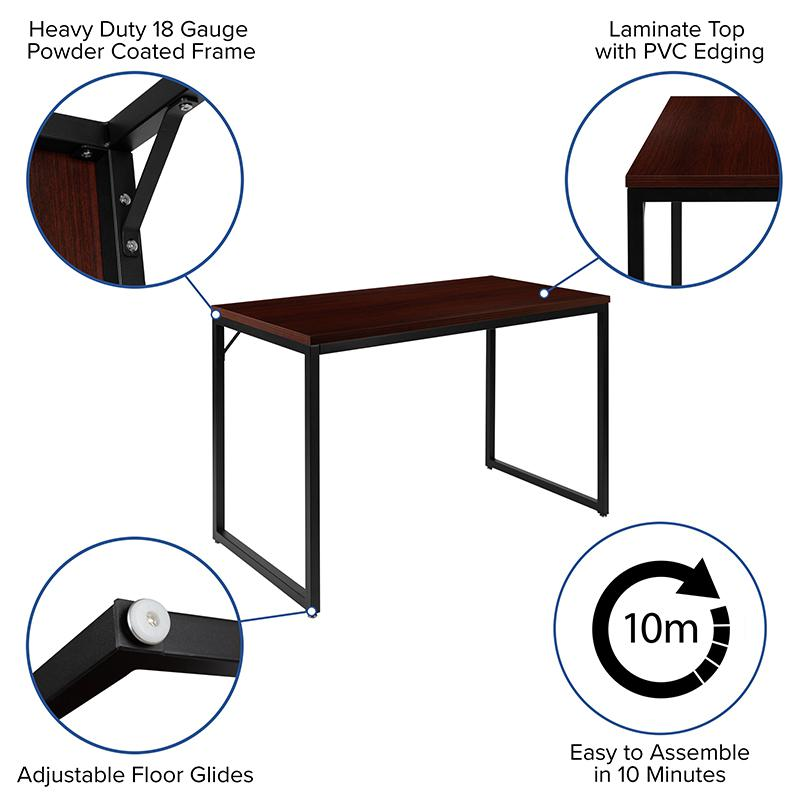 Office Computer Desk and Home Office Desk - 47" Long (Mahogany/Black)