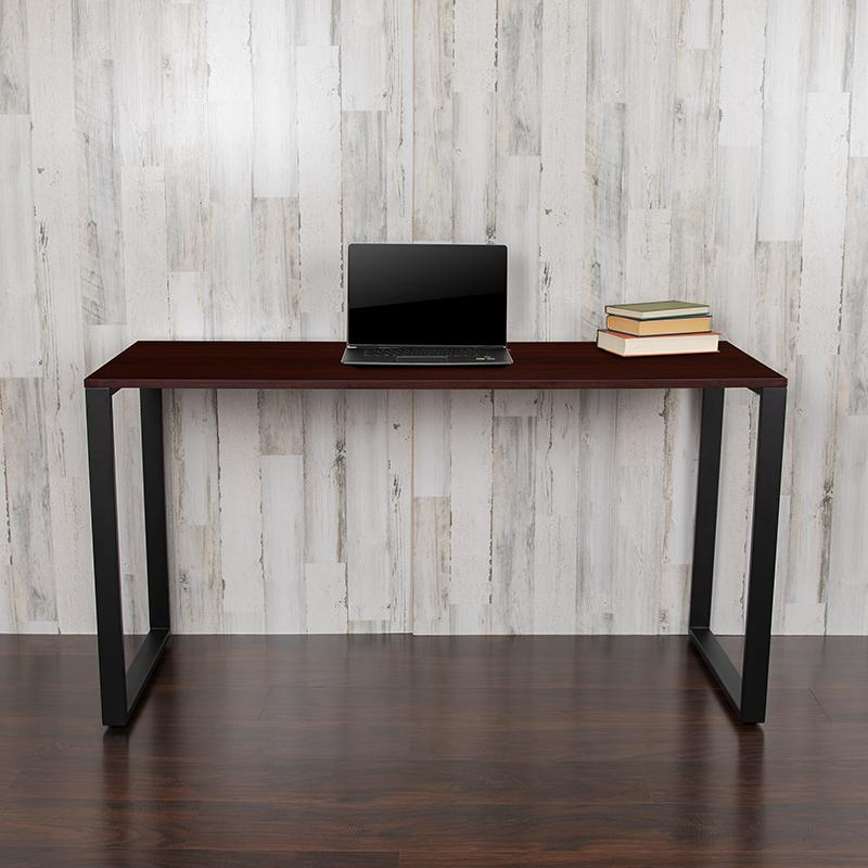 Desk Industrial Computer Desk Sturdy Home Office Desk - 55" Length-Mahogany